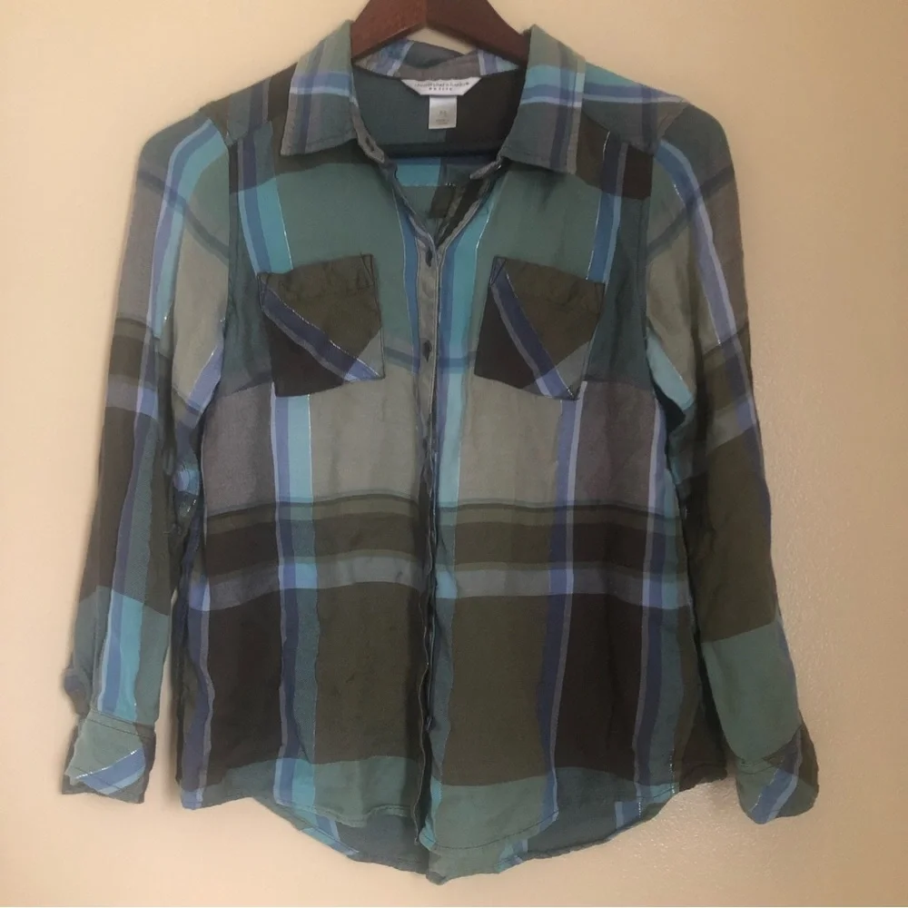 Christopher & Banks button down flannel size petite small - Picture 1 of 5
